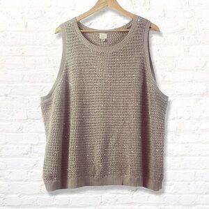 A New Day Tan Sleeveless Sweater with Metallic Detail. 4X NWT